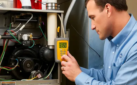 HVAC technician conducting maintenance