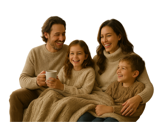 A Calgary family enjoying comfort at home thanks to Purcell Heating and Air Ltd’s HVAC & Furnace Repair Services in Calgary