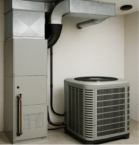 Purcell Heating and Air Ltd technician conducting routine AC maintenance and repair for Calgary customers