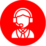 Red circular icon of a customer service headset representing HVAC support
