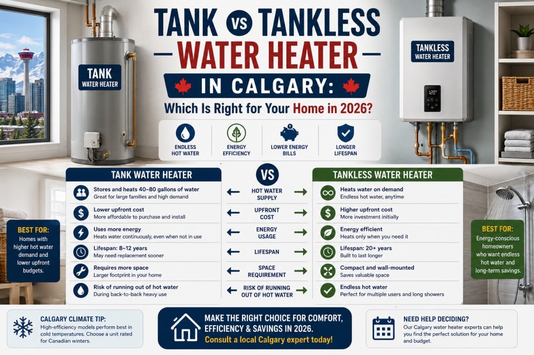 Tank vs Tankless Water Heater in Calgary: Which Is Right for Your Home in 2026?