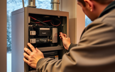 Technician performing furnace tune-up, Furnace Tune-Ups Calgary